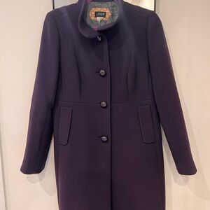 J. Crew Women's Dark Purple Broadcloth Coat